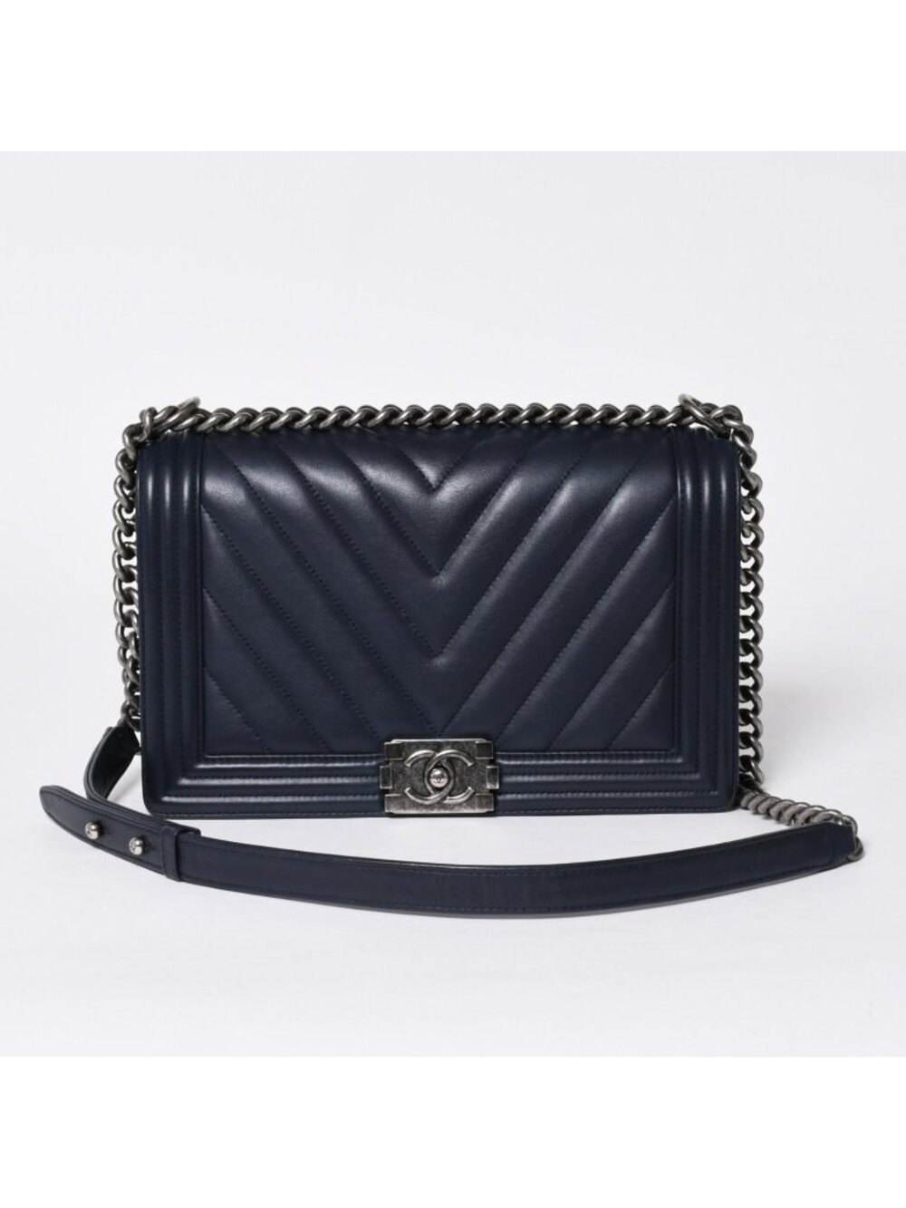 Chanel Boy Chain Shoulder Bag V-shaped Stitch Chevron CC Logo Lambskin 2-Way